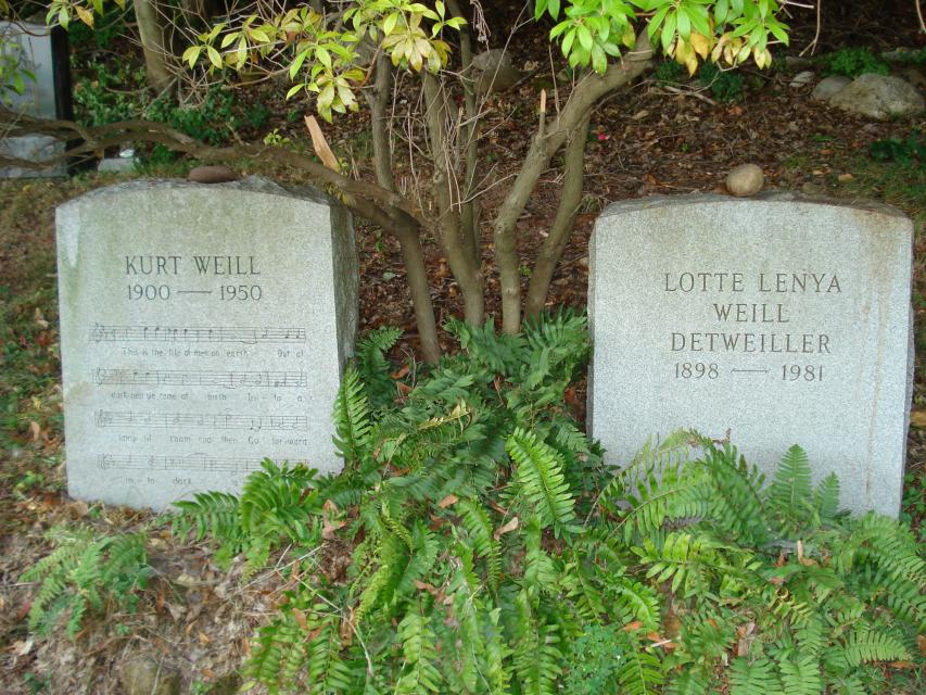Das Grab von Kurt Weill und Lotte Lenya auf dem Mount Repose Cemetery in Haverstraw 