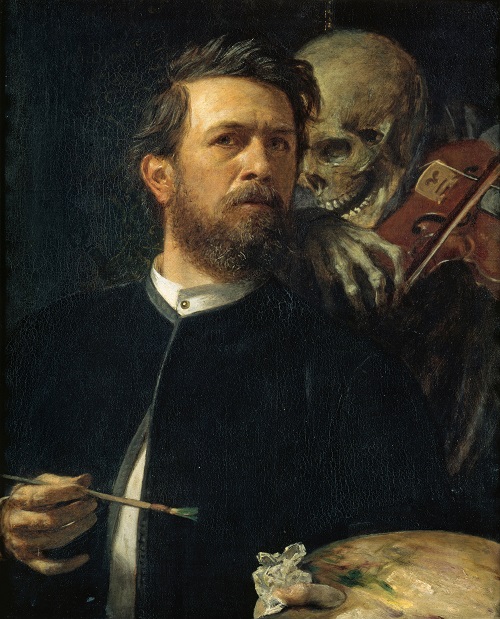 Arnold Böcklin, Selbstporträt mit fiedelndem Tod