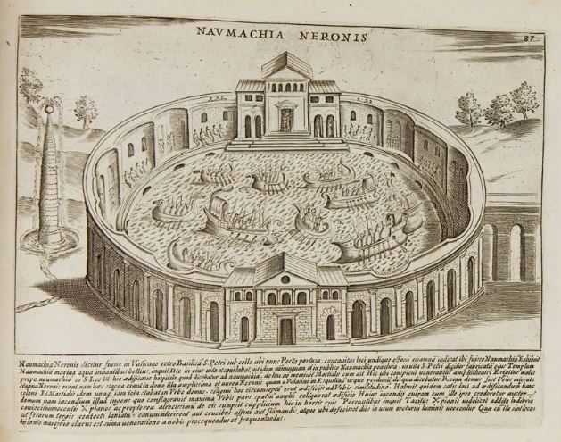 Das Amphitheater Neros in Rom, der darin Seeschlachten nachstellte. 