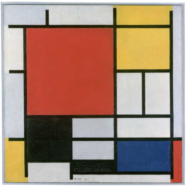 Ein klassisches Werk von Piet Mondrian: Komposition mit großer roter Fläche