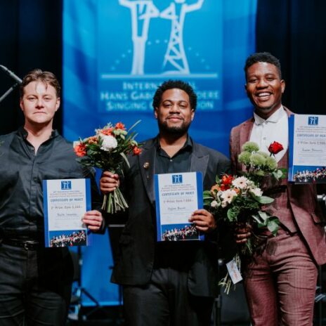 Preisträger des Belvedere Gesangswettbewerbs 2022: v.l.n.r. Nikita Ivasechko (2. Preis), Key’mon Murrah (1. Preis), Rueben Mbonambi (3. Preis)