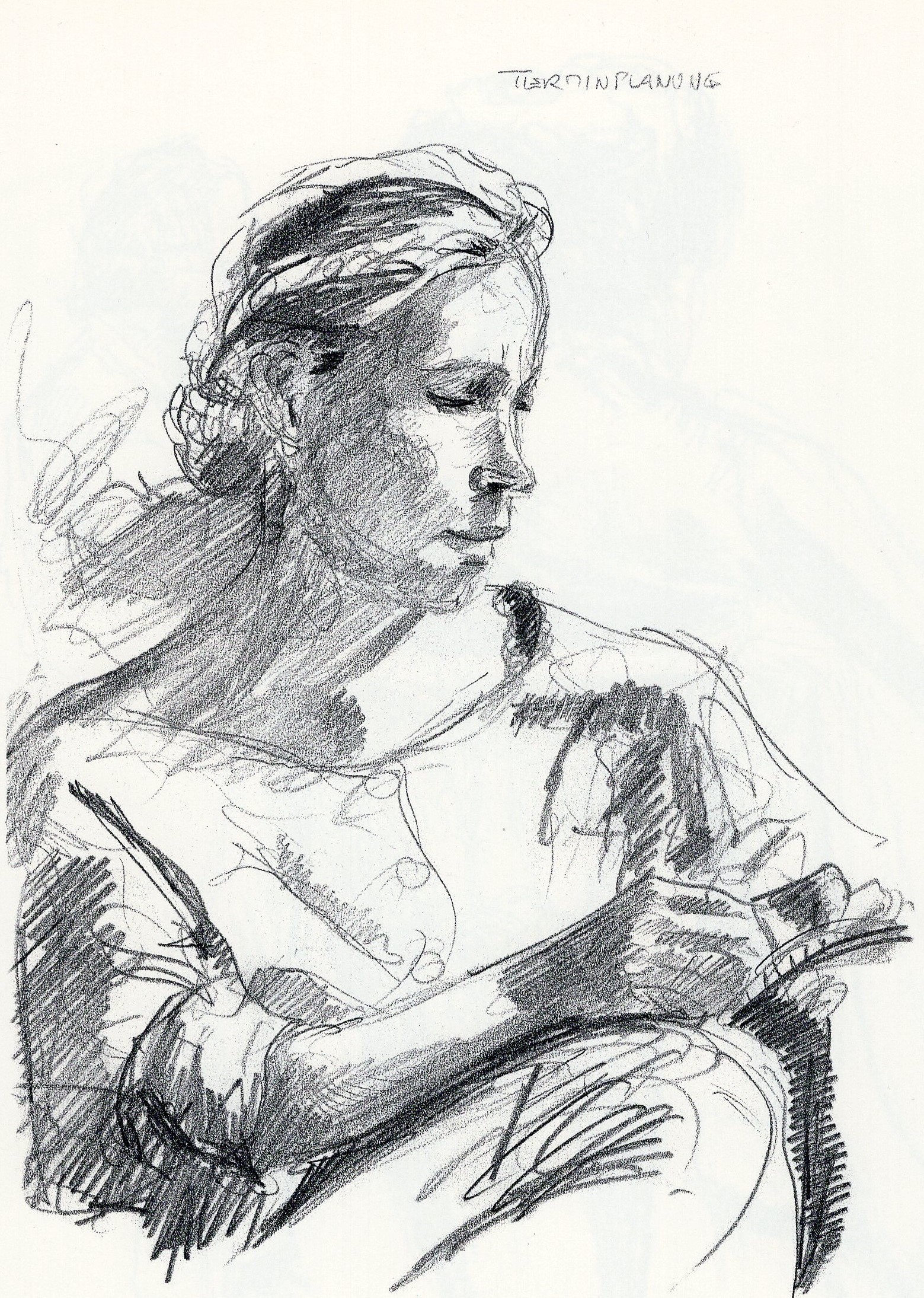 Júlia Várady, gezeichnet von Dietrich Fischer-Dieskau